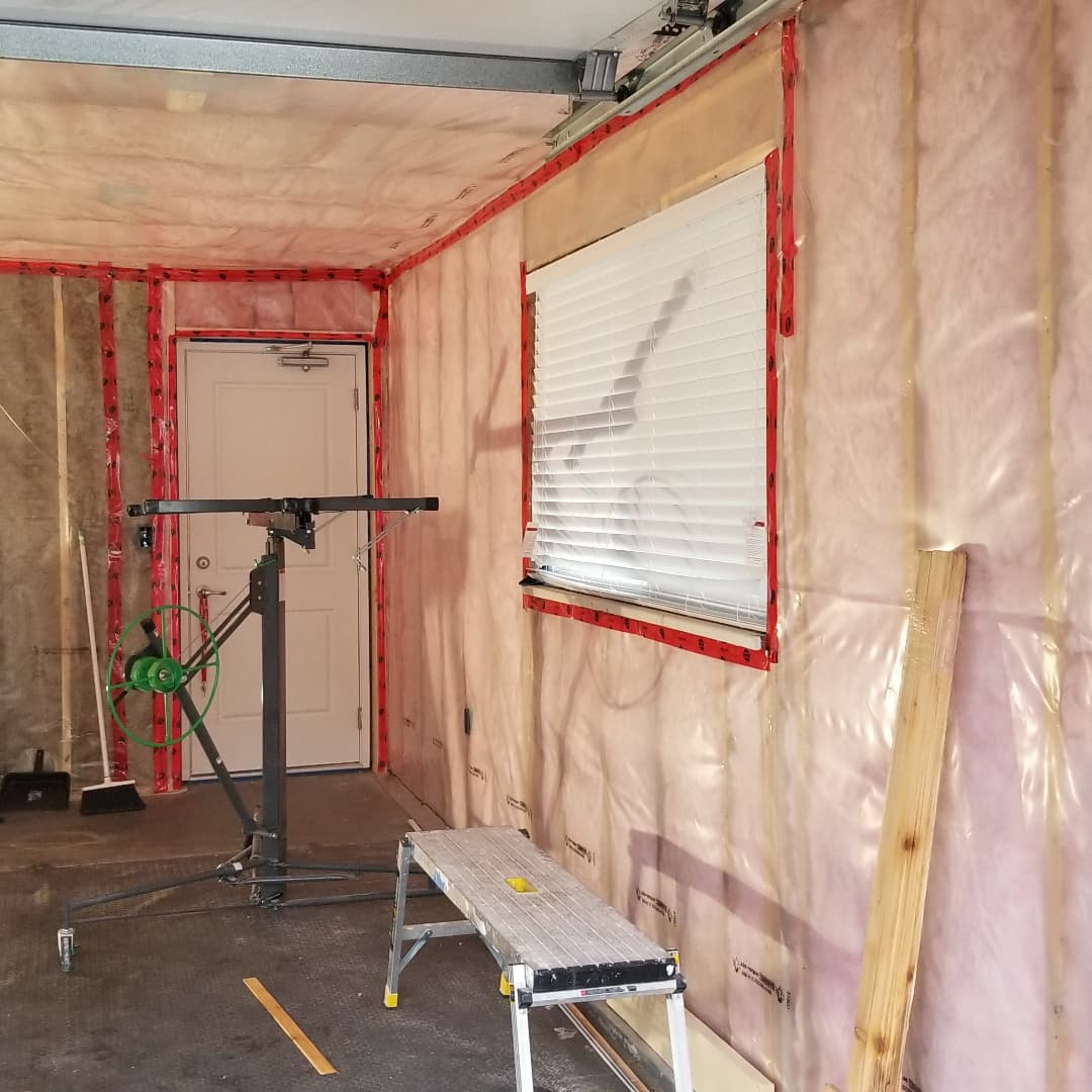 A room with some insulation on the wall